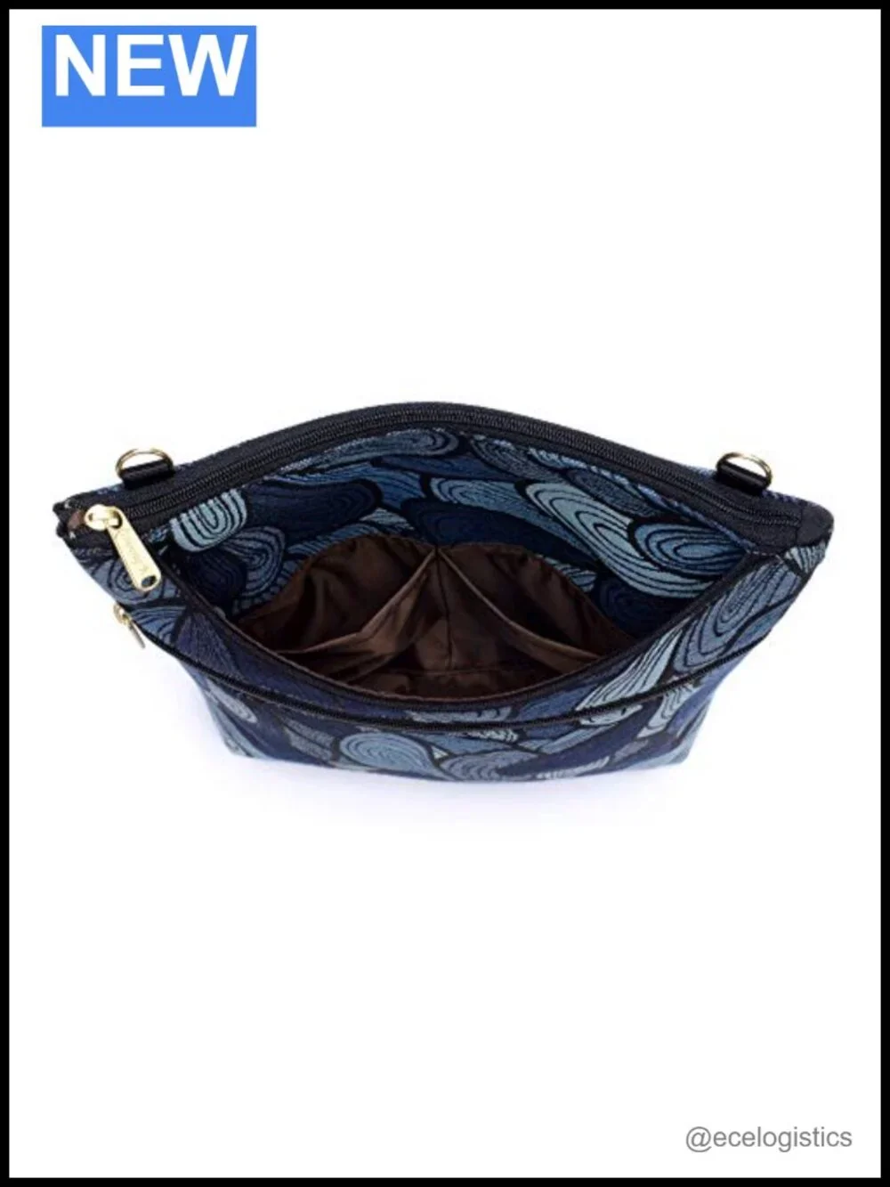 Handmade Tapestry Crossbody Bag with Adjustable Nylon Strap, Zipper Pockets,